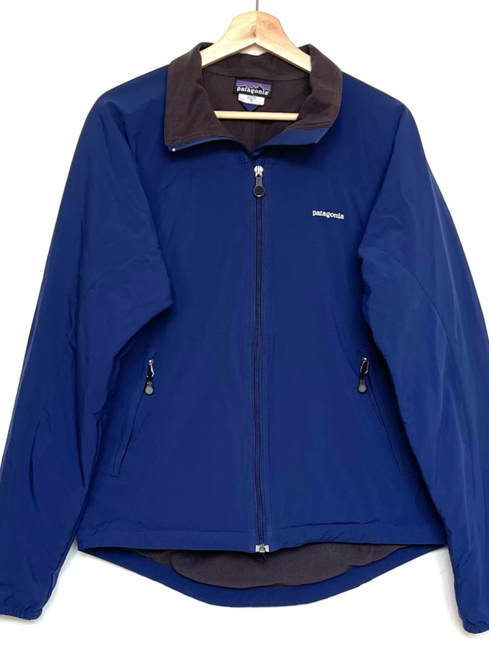 Vintage Patagonia Soft Shell Jacket Mens Small Blue Full Zip Lined Long Tail